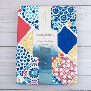 Cynthia Rowley Fabric Tablecloth Medallions 60x104 Indoor Outdoor